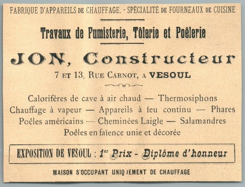 1907 jon fumisterie chauffage - jon,