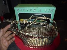 Ancien Panier à Bouteille fil de fer Tressé en Carton Service Dégustation du Vin