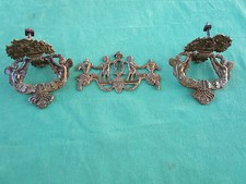 2 poignées entrée serrure ancien laiton personnages tiroirs meuble Charles X 
