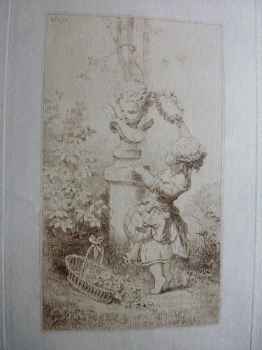 Gravure putti anges - 19°,