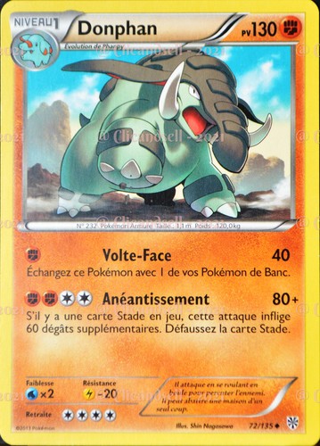 Carte pokémon 135 donphan - pokémon,