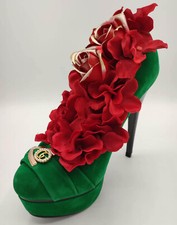 Escarpin  vert et rouge strass
