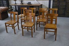 Ensemble de 10 chaises bistrot en hêtre 1950's