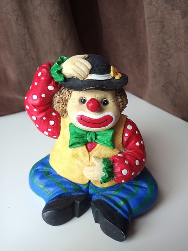 Tirelire clown résine signé - clown,