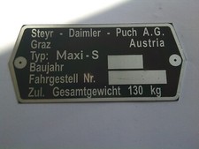 Plaque D'Identification Puch