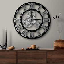 ALEEFOON Vintage Romains Silencieux Horloge Pendule Industriel 3D Silensieuse...