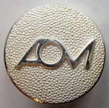 Bouton plat en métal argenté AOM Compagnie d'Aviation Air Outre-Mer, de 22 mm