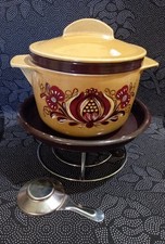 Service à Fondue Nomar France Caquelon en Fonte Émaillée Vintage