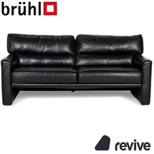 Sofa Canapé En Cuir Noir Brühl Trois Places