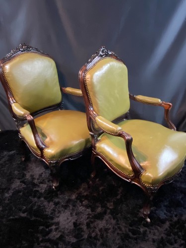 Paire larges fauteuils xixe - paire,