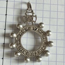 PENDENTIF MEDAILLE régional BASQUE dizainier argent AGUR MARIA GRAZIAZ BETHIA