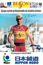 CYCLISME carte cycliste CHRISTOPHE GAUTHIER équipe BESSON Chaussures signée 