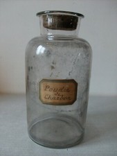 Bocal pot de pharmacie apothicaire avec étiquette poudre de charbon de 24 cm