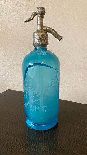 Antique blue siphon - antique,