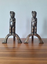 Anton Prinner chenets en bronze, modèle Chaman, statuettes design brutaliste