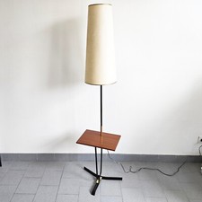 LAMPADAIRE VINTAGE 1950 MAISON ARLUS ACIER LAITON & ACAJOU 50S 1950S ROCKABILLY