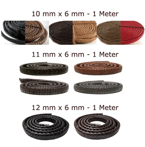 Corde cuir tressée oval - tressée,