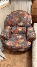 Fauteuil vintage bois et tissu