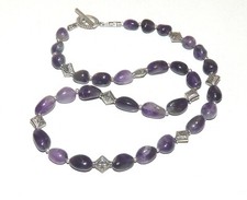 Collier en perles roulées pierre d'améthyste véritable