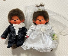 Ensemble poupée de mariage Monchichi peluche jouet Sekiguchi expédié du Japon