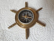 Petit Boussole ancien en laiton forme gouvernail de marine