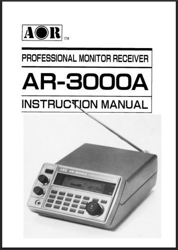 Aor 3000a operating manual - operating,