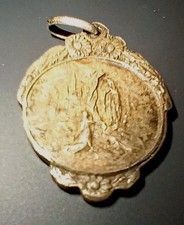 Ancien médaille Religieuse Catholique Saint Bernadette Soubirous En Argent