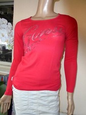 TEE SHIRT  * GUESS * ROUGE AVEC GUESS EN STRASS MANCHES LONGUES TS 36/ 38