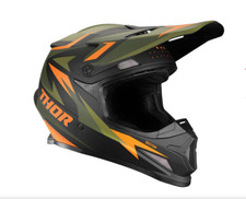Casque Moto Enduro Cross MX Thor Sector Warship Vert/Orange Polycarbonate Stamp