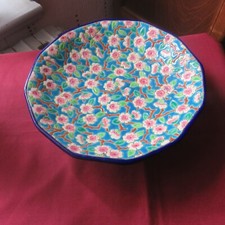 1 coupe compotier en émaux de Longwy décor  de fleur de pommier