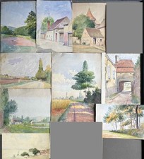 Tableau Lot de 9 aquarelles