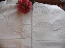 Ancien drap lin blanc - lin, retours