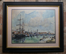 Le port de Nice Aquarelle signee et datee 79
