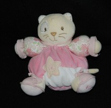 Peluche KALOO doudou chat boule rose Lilirose  étoile fleurs grelot 18 cm TTBE