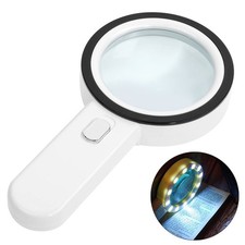 Loupe Grossissante avec 12 LED Lumière, Loupe Eclairante à Main pour Lecture,...