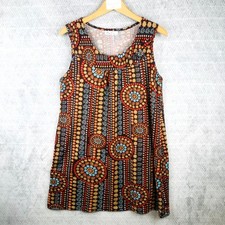 Eylex Tunique Robe Femme M Marron Sans Manches Motif Bohème Médaillon Fleur