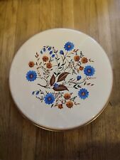 Ancien couvercle protection gazinière en émail - Décor Fleurs - EXCELLENT ETAT