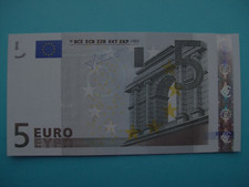 DEFAUT D'IMPRESSION BILLET 5 EUROS  L 022 F 1  NEUF   JEAN-CLAUDE TRICHET FRANCE