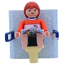 Playmobil figurine lot homme orange toilettes magazine ville maison