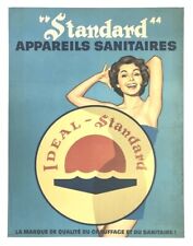  AFFICHE ANCIENNE 1960 PIN UP IDEAL STANDARD BAIN SANITAIRE CHAUFFAGE entoilée
