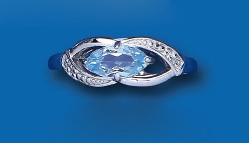 Bague topaze bleue diamant - topaze,