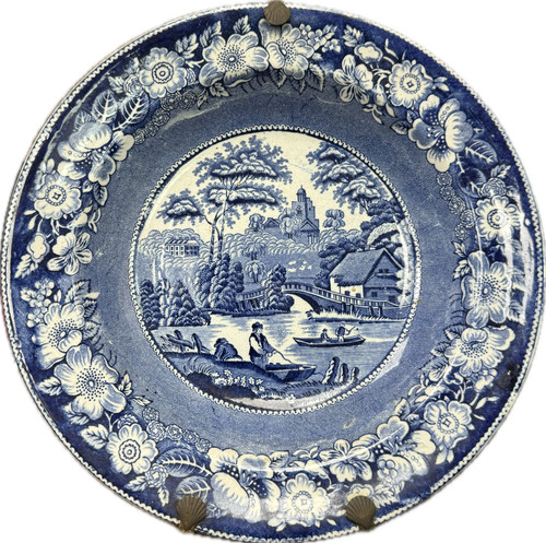 Assiette faience bleu blanc - faience,