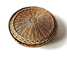 Mini corbeille en osier vintage avec couvercle