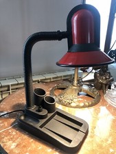Lampe de Bureau Fase Vintage  1970 Rouge et Noire Articulée Acier Plastique
