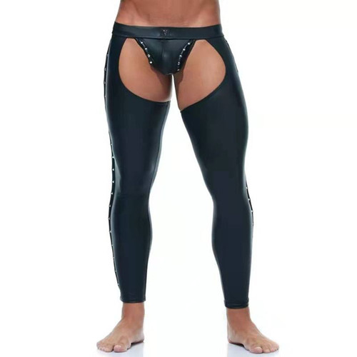 Hommes faux latex serré cuir - faux,