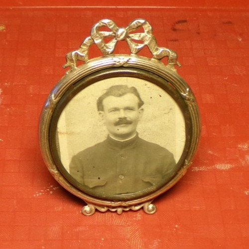 Ancien cadre photo rond laiton - ancien,