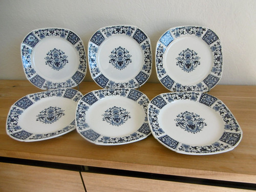 Six assiettes plates faience - six,