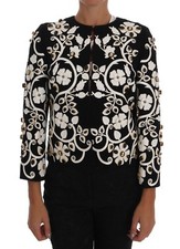 Veste Dolce & Gabbana Noire Baroque Florale En Cristal IT42 / US8 / M RRP 7800 $