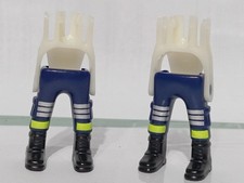 PLAYMOBIL X2 JAMBES POMPIERS BOTTES NOIRES POMPIER POLICIER