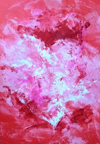 Tableau abstrait coeur - abstrait, blanc